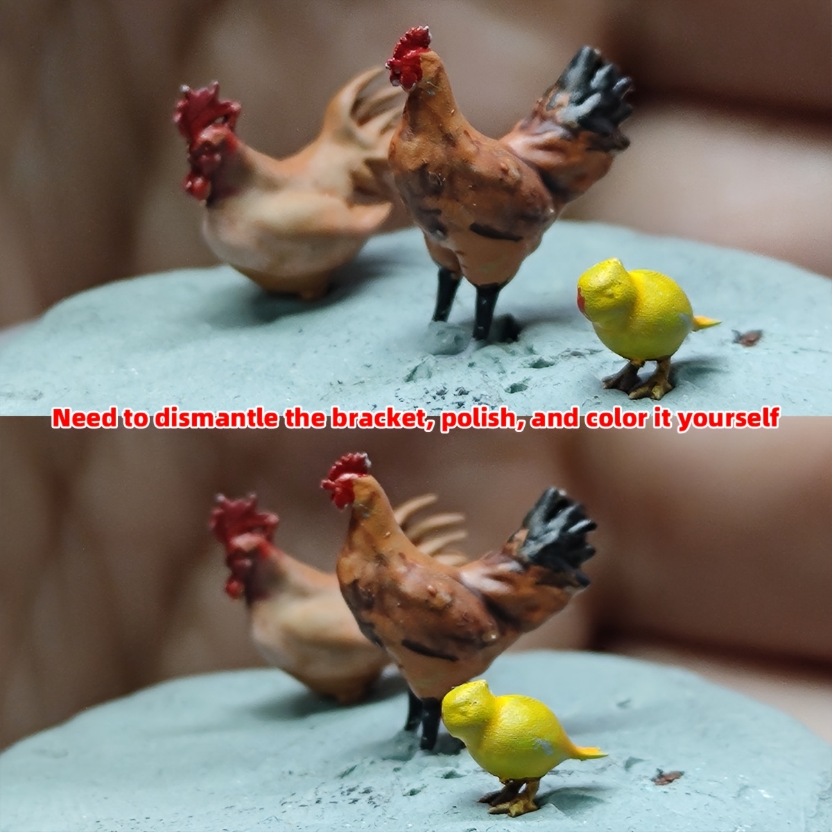 3D Printed Rooster Model Kit for Diorama